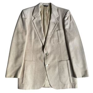 Lanvin Sport Coat Blazer Men 40R Beige Wool Two Button Designer Business Career